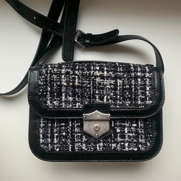 Alexander McQueen black Leather & Tweed handbag - Picture 1 of 6